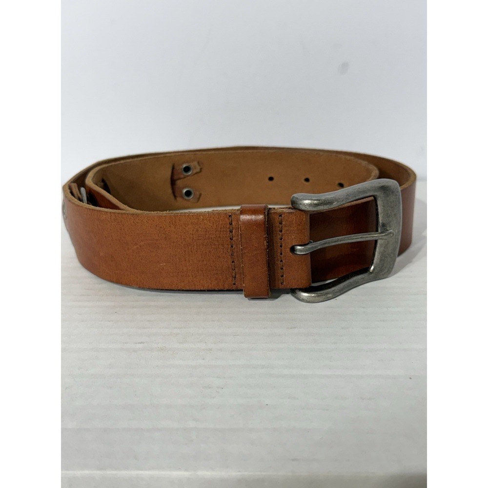 Levi's Women's Brown‎ Genuine Leather Belt Silver Buckle Casual Jeans